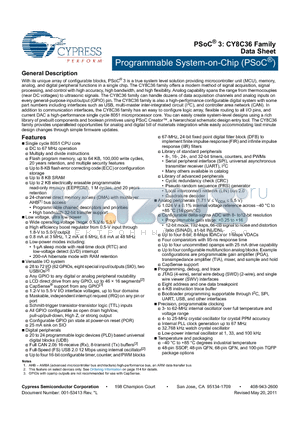 CY8C36 datasheet - Programmable System-on-Chip (PSoC) Multiply and divide instructions