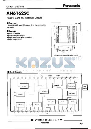 AN6162SC datasheet - Narrow Band FM Receiver Circuit