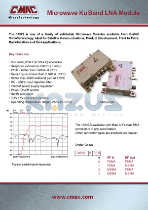 14629 datasheet - Microwave Ku Band LNA Module