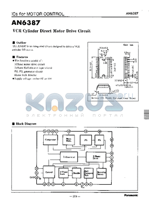 AN6387 datasheet - VCR CYLINDER DIREET MOTOR DRIVE CIRCUIT