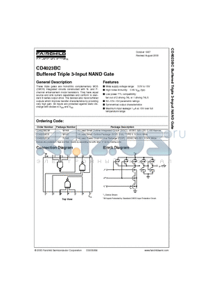 CD4023BCS datasheet - Buffered Triple 3-Input NAND Gate