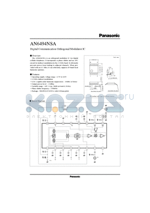 AN6494NSA datasheet - Digital Communication Orthogonal Modulator IC