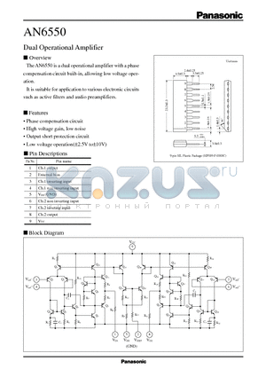 AN6550 datasheet - Dual Operational Amplifier