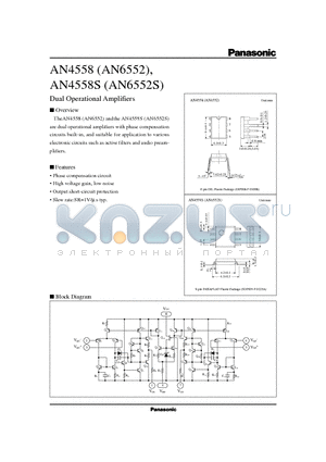 AN6552S datasheet - Dual Operational Amplifiers