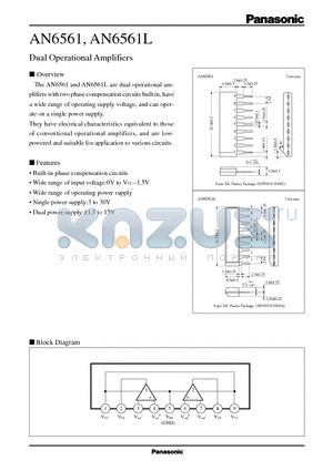 AN6561 datasheet - Dual Operational Amplifiers