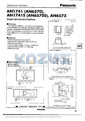 AN6573 datasheet - Single Operational Amplifiers