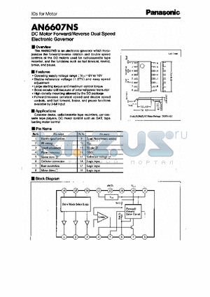 AN6607NS datasheet - DC MOTOR FORWARD / REVERSE DUAL SPEED ELECTRONIC GOVEMOR