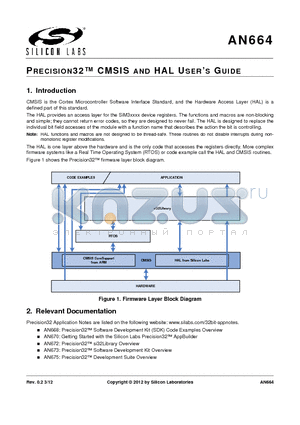 AN664 datasheet - PRECISION32 CMSIS AND HAL USERS GUIDE