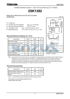 2SK1382_09 datasheet - Relay Drive, Motor Drive and DC−DC Converter Applications