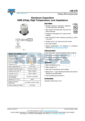 146CTI_13 datasheet - Aluminum Capacitors SMD (Chip), High Temperature, Low Impedance