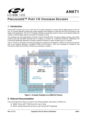 AN671 datasheet - PRECISION32 PORT I/O CROSSBAR DECODER