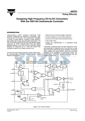 AN701 datasheet - Designing High-Frequency DC-to-DC Converters With the Si9114A Switchmode Controller