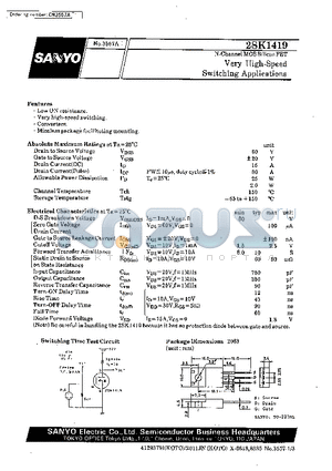 2SK1419 datasheet - Very High-Speed Switching Applications