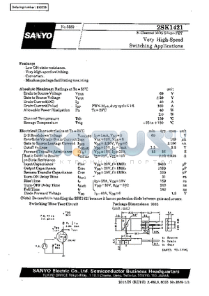 2SK1421 datasheet - Very High-Speed Switching Applications