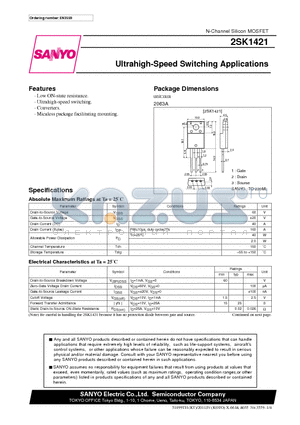 2SK1421_1 datasheet - Ultrahigh-Speed Switching Applications