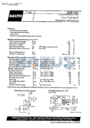 2SK1431 datasheet - Very High-Speed Switching Applications