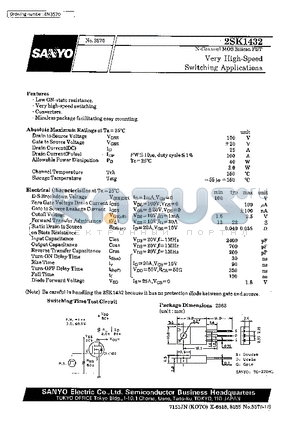 2SK1432 datasheet - Very High-Speed Switching Applications