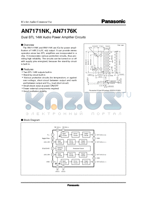 AN7171K datasheet - Dual BTL 14W Audio Power Amplifier Circuits
