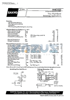 2SK1435 datasheet - Very High-Speed Switching Applications