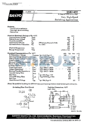 2SK1437 datasheet - Very High-Speed Switching Applications