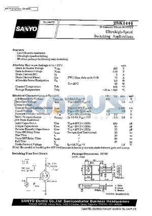 2SK1444 datasheet - Ultrahigh-Speed Switching Applications