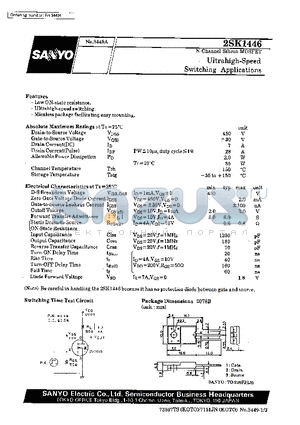 2SK1446 datasheet - Ultrahigh-Speed Switching Applications