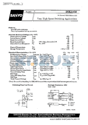 2SK1450 datasheet - Very High-Speed Switching Applications