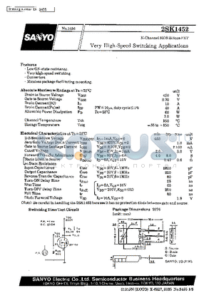 2SK1452 datasheet - Very High-Speed Switching Applications