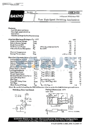 2SK1453 datasheet - Very High-Speed Switching Applications