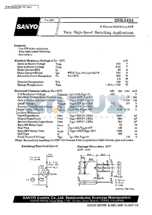 2SK1454 datasheet - Very High-Speed Switching Applications