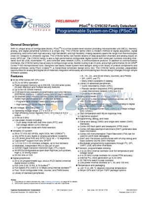 CY8C5248LTI-030 datasheet - Programmable System-on-Chip (PSoC) DC to 40 MHz operation