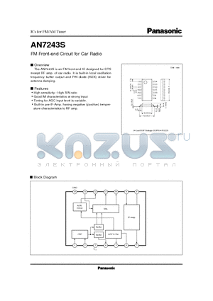 AN7243 datasheet - FM Front-end Circuit for Car Radio