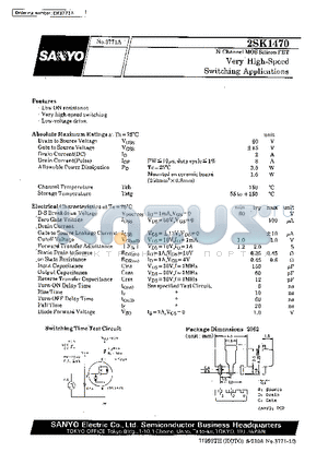 2SK1470 datasheet - Very High-Speed Switching Applications