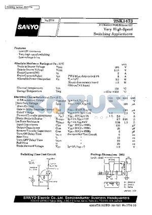 2SK1473 datasheet - Very High-Speed Switching Applications