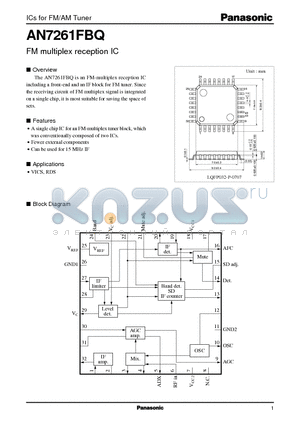 AN7261FBQ datasheet - FM multiplex reception IC