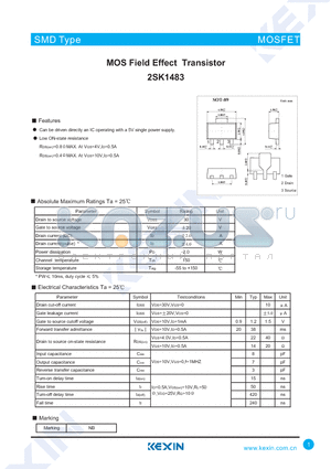 2SK1483 datasheet - MOS Field Effect Transistor