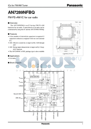 AN7289 datasheet - FM-FEAM IC for car radio