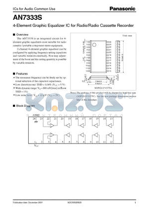 AN7333S datasheet - 4-Element Graphic Equalizer IC for Radio/Radio Cassette Recorder