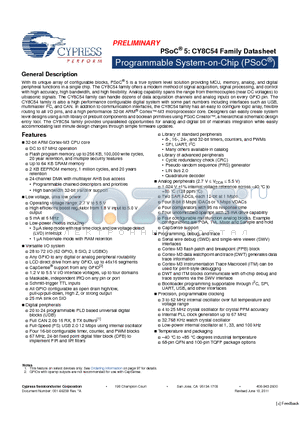 CY8C5466LTI-063 datasheet - Programmable System-on-Chip (PSoC) DC to 67 MHz operation