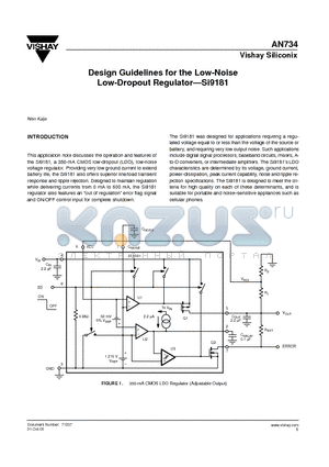 AN734 datasheet - Design Guidelines for the Low-Noise Low-Dropout Regulator Si9181