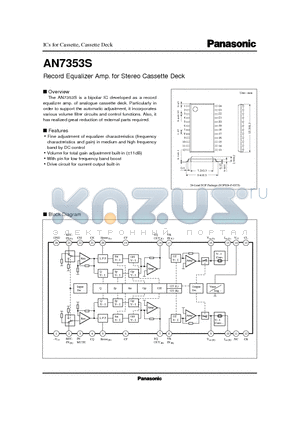 AN7353S datasheet - Record Equalizer Amp. for Stereo Cassette Deck