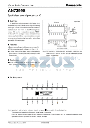 AN7399S datasheet - Spatializer sound processor IC