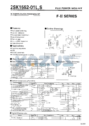 2SK1552-01L datasheet - N-CHANNEL SILICON POWER MOSFET
