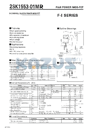 2SK1553-01MR datasheet - N-CHANNEL SILICON POWER MOSFET