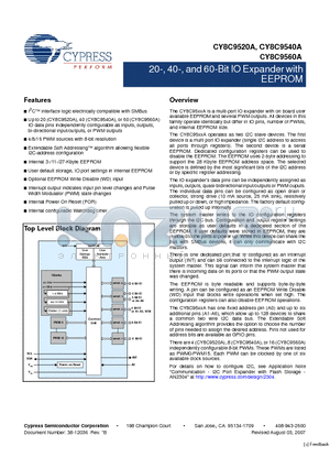 CY8C9520A datasheet - 20-, 40-, and 60-Bit IO Expander with EEPROM