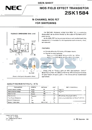 2SK1584 datasheet - N-CHANNEL MOS FET FOR SWITCHING