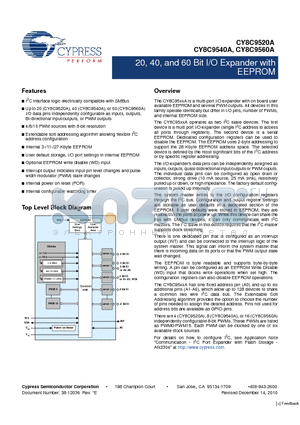 CY8C9540A-24PVXI datasheet - 20, 40, and 60 Bit I/O Expander with EEPROM