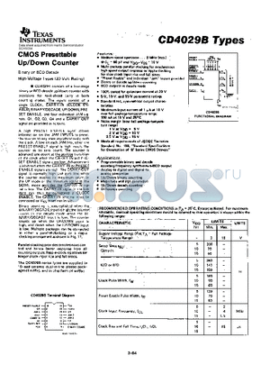 CD4029 datasheet - CMOS PRESETTABLE UP/DOWN COUNTER