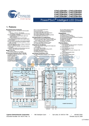 CY8CLED03D01-56LTXI datasheet - PowerPSoC Intelligent LED Driver