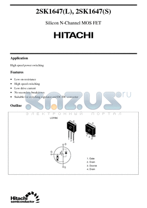 2SK1647S datasheet - Silicon N-Channel MOS FET